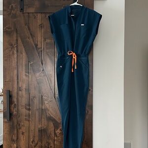 FIGS dark teal Jumpsuit with Orange Accents
